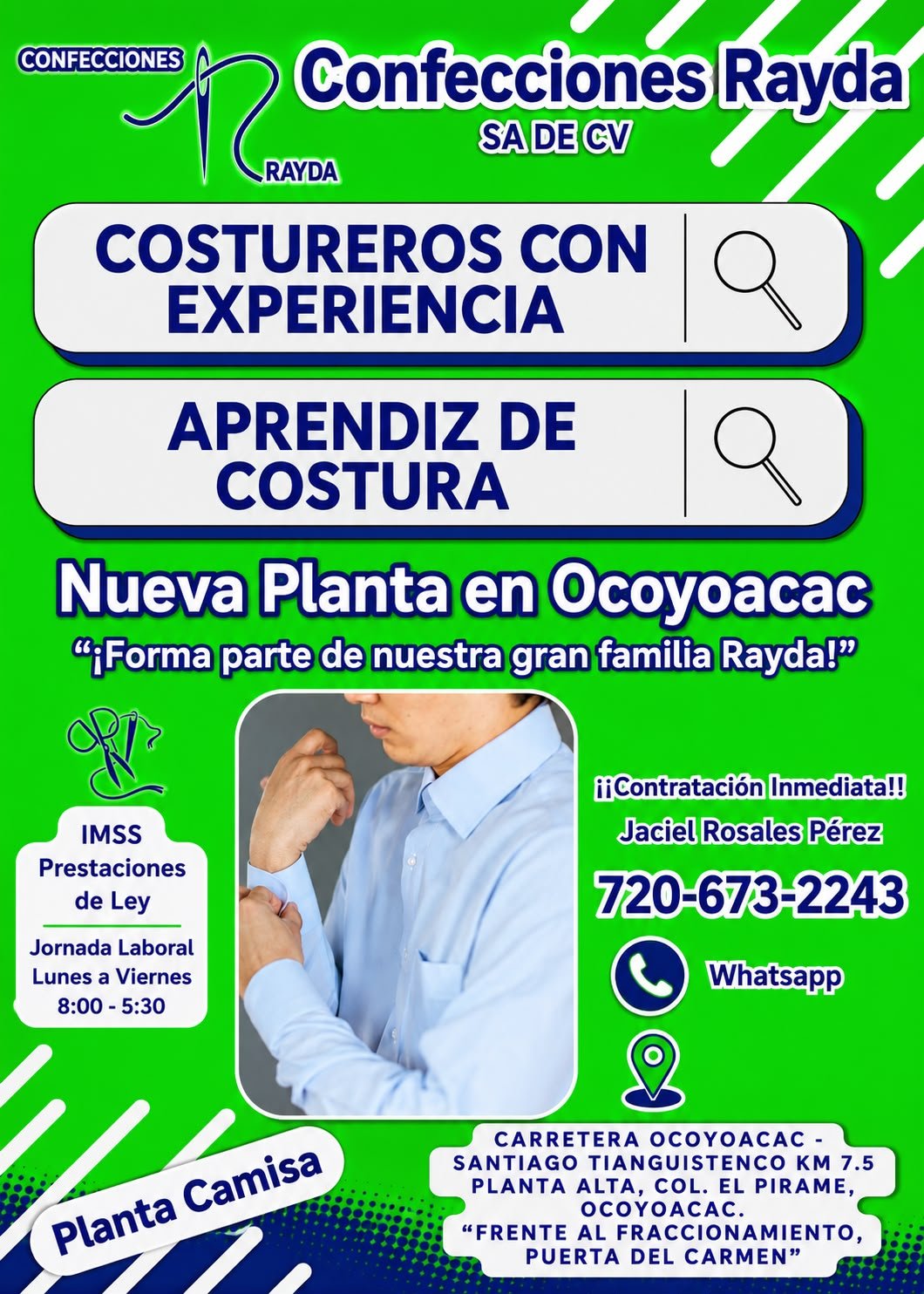 Costureros con Experiencia y Aprendiz de Costurera