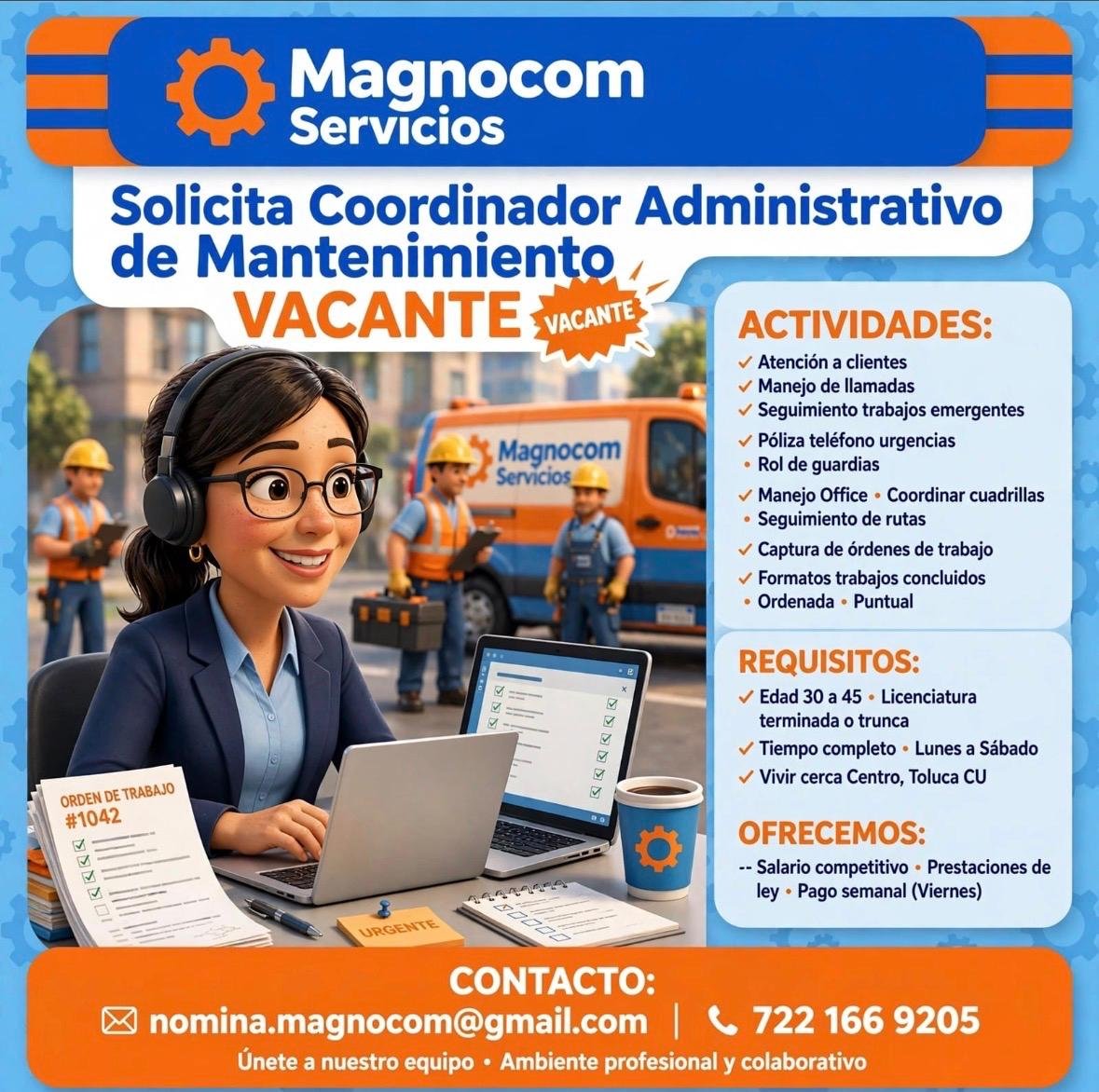 Coordinador Administrativo de Mantenimiento